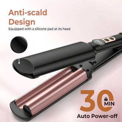  UKLISS Mini Dual Voltage Shallow Wave Curling Iron/Hair Crimper - 5 Heat Settings (250°F-410°F), 30s Quick Heating, Tourmaline Barrel, Anti-Scald Protection, 1.02cm Barrel, Creates Beach Waves, Includes Heat-Resistant Storage Bag, C-Type Plug, Beach Wave Styler