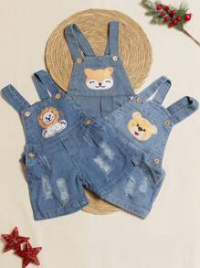 Jardineira Macacão Short Jeans Moda Infantil Menino Baby