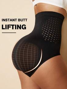 1pc High Waist Seamless Breathable Shaping Bodysuit, Black Tummy Control Panty Shorts For Women Flat Belly Sheath Slimming Pants Underwear Shorts Lingerie Briefs Shapewear Waist Trainer Shaper  Summer