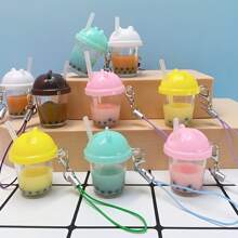 1pc First Generation And Second Generation Imitation Finished Pearl Milk Tea Cup Accessories, Doll Clothes With Hanging Accessories Cat's Ears (Steamed Cat-Ear Shaped Bread) Straw Cup Diy Butter Glue Key Chain Hanging Accessories