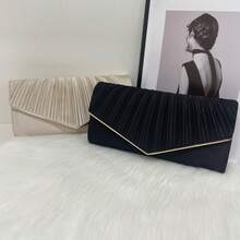 Elegant Pleated Evening Bags, Black And Apricot Envelope Dinner Bags For Parties, Weddings And Banquets. Perfect Handbags For Ladies
