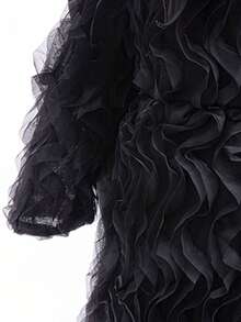 儿童女巫黑色荷叶边连衣裙斗篷尖顶帽眼镜手镯套装儿童花式万圣节狂欢角色扮演女巫服装女童生日派对装扮礼物 - 黑色 - 查看 8