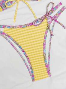 Tropical Print Underwire Bikini Set, With Tassels And Lace, Ideal For Summer Beach Vacation - Orange - View 8