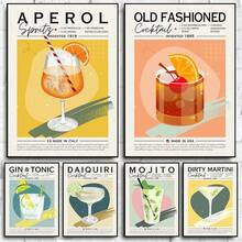 1pc Gift Cosmopolitan Posters Print Cocktail Drink Minimalist Wall Arts Nordic Vintage Alcohol Recipe Canvas Painting Wall Picture Home Decor Optional Frame ,Wall Art With Frame - Multicolor - View 2