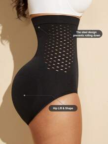 1pc High Waist Seamless Breathable Shaping Bodysuit, Black Tummy Control Panty Shorts For Women Flat Belly Sheath Slimming Pants Underwear Shorts Lingerie Briefs Shapewear Waist Trainer Shaper  Summer