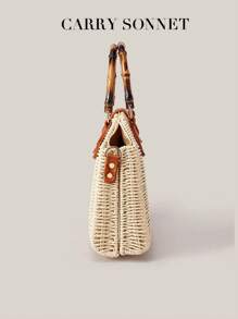Bolso cruzado para mujer, bolso de playa trenzado de paja 2025, bolsos hechos a mano de verano, bolso de mimbre y ratán, accesorios de vacaciones, 1 pieza de bolso de mano y cruzado tejido de paja, esenciales de vacaciones, esenciales de viaje