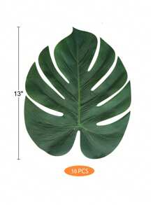 10 pièces - Décorations de fête de feuilles tropicales artificielles, fausses feuilles vertes tropicales pour décorations de fête, thème de fête de la jungle et de la plage, décorations de table de feuilles