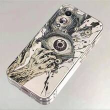 1 pieza Funda de teléfono con patrón de calavera de ojo pintado de colores en TPU transparente resistente a caídas, compatible con iPhone 15/15Pro/15Plus/15ProMax/16/16Pro/16Plus/16ProMax, Galaxy S23 Ultra/A14/A24, Redmi Note 12 Pro, Pixel 8/8 Pro, resistente al agua, a los golpes y a los arañazos - Multicolor - Ver 4