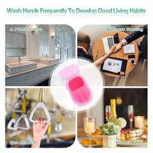 Bamsod 12 cajas (240 hojas) Mini hojas de jabón de manos, hojas de papel de jabón, jabón portátil desechable con aroma para viajes y actividades al aire libre - Blanco - Ver 5