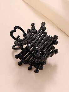 3个/套 情人节女士金色圆形水钻发夹，可固定高马尾，防滑，适合日常佩戴、居家、户外、通勤，优雅礼物，适合女孩上学佩戴，女士发饰，优雅爪夹 - 彩色 - 查看 12