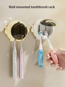 1pc Cute Astronaut Toothbrush Holder, Wall-Mounted Bathroom Electric Toothbrush Storage Rack - Multicolor - View 1