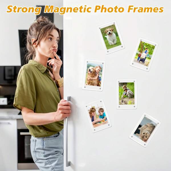 1pc/3pcs/5pcs Acrylic Magnetic Photo Frames, Double-Sided Photo Refrigerator Magnets, Photo Clips, Desk Display Stand, Holiday Gift