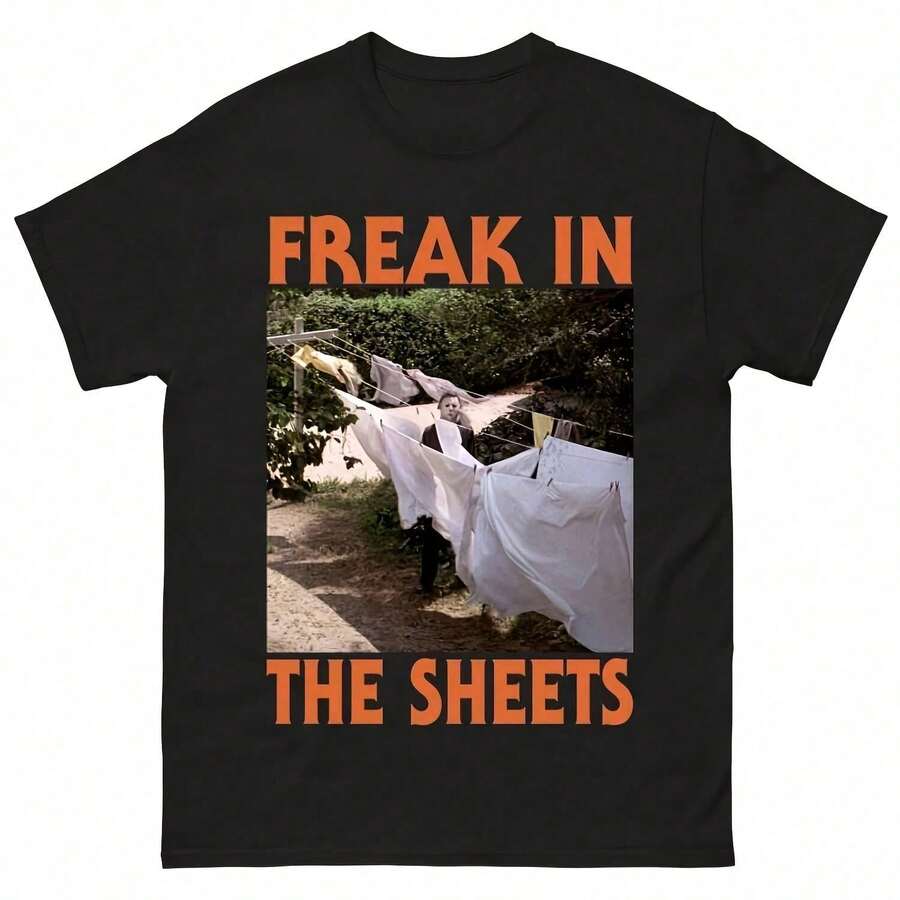 Michael Meyers Halloween Shirt - Myers Freak In The Sheets Shirt - Horrorie Halloween Shirt - Spooky Season Shirt - Halloween GiftsAesthetic Y4544K Style Summer Top, Loose Fitting T-Shirt For Outdoor, Home, Work Or Street Leisure, Soft And Durable Pure Cotton Fabric, Retro And Soft Design, I Gift For , Fashionable And Comfortable Shirt For Travel, Festivals Or Weekends - Black - View 1