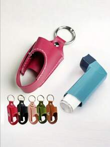 Artificial Leather Asthma Inhaler Holder, Unisex Casual Faux Leather Keychain Pouch, Portable Protective Travel Case Suitable For Asthma Inhalers And Cough Syrup, Easy To Carry Accessory While Going Out, Inhaler Holder PU Leather Keyring Protective Travel Carrying Mini Leather Box, Lightweight Carrying Case With Carabiner, Does Not Include Inhaler (Box Only), Artificial Leather Holder, Inhaler Accessories