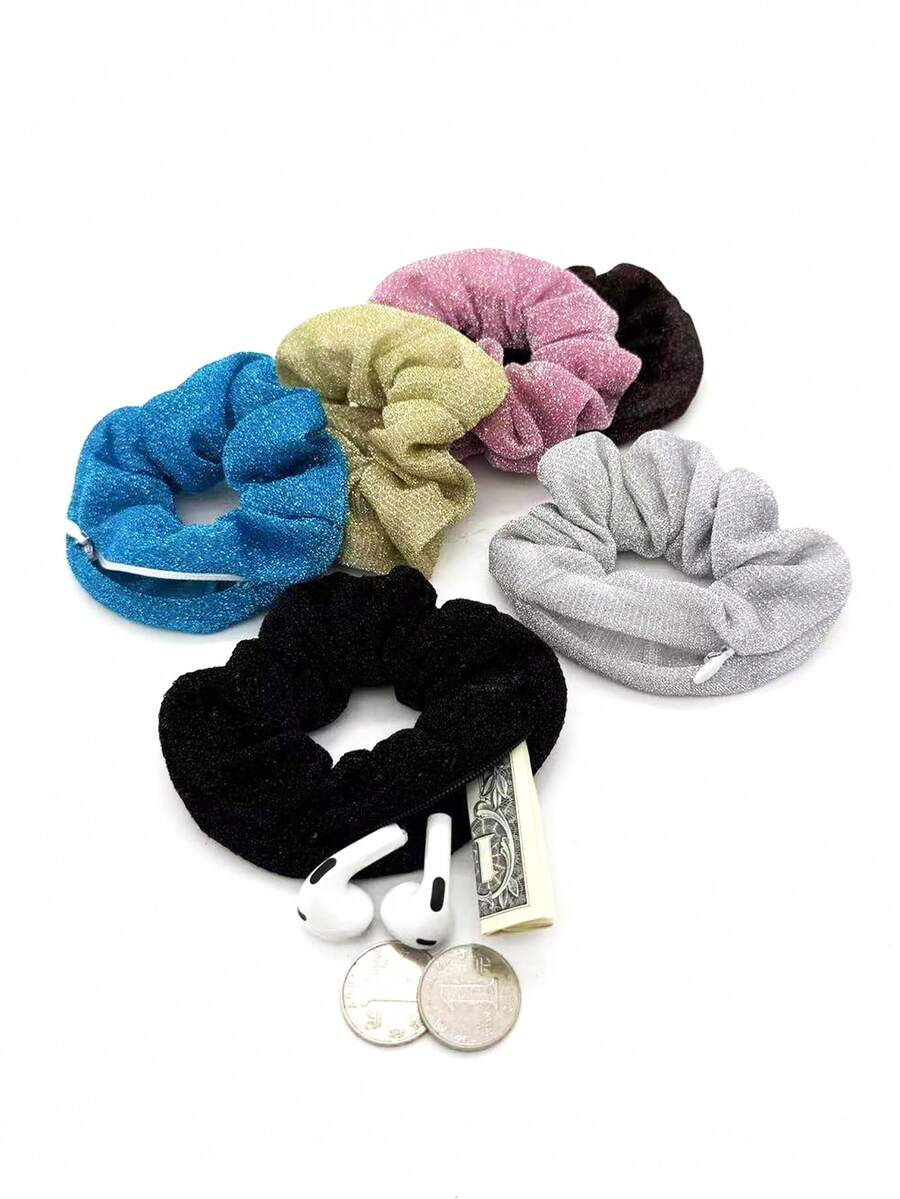 优雅的黑色天鹅绒发圈，带拉链口袋 - 女士多功能弹性头带，非常适合存放钥匙、钱、口红 | 时尚配饰，时尚头带|拉链收纳|天鹅绒质地度假旅行配件夏季旅行必需品旅行必备品海滩度假学校配件返校用品