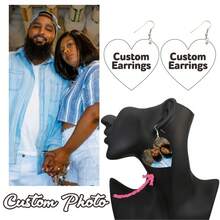 1 Pair Customized Heart Shape Pattern Earrings, Ideal Valentine's Day Or Birthday Gift For Loved Ones, Family And Special Occasions - Clear - View 3