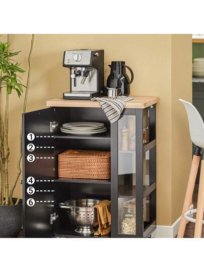 SoBuy FKW75 SCH, Kitchen Storage Trolley Serving Cabinet Tier Side Shelves, Zwart view 9