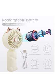 Ventilador portátil de mano, bonito ventilador eléctrico personal pequeño para niñas, mujeres y niños, ideal para vacaciones de verano y viajes.