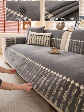 1pc All-Season Sofa Cushion Cover, Modern Minimalist Anti-Slip Sofa Seat Protector, Dust-Proof And Washable, Gray Soft And Fade-Resistant, Pet-Friendly, Fits Bedroom, Office, Living Room Combination Furniture, L-Shaped Sofa And 1/2/3/4-Seat Sofa