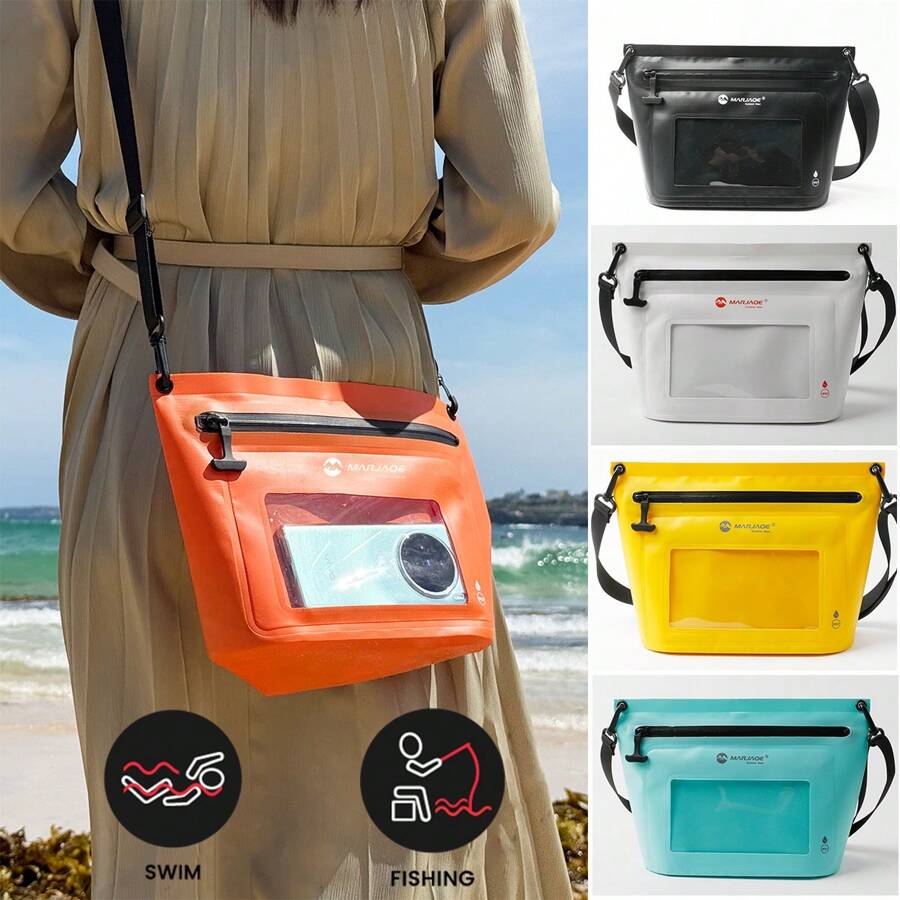 Bolsa Impermeável de Compartimento Seco e Molhado para Roupas de Banho, Bolsa Impermeável à Prova d'Água com Função de Tela de Toque para um Ombro, Zíper à Prova d'Água e à Prova de Umidade, Bolsa Transversal Impermeável