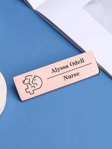 1pc Custom Engraved Name Badge Pin,Stainless Steel Name Tag Square Shape Badge For Managers And Professionals, Minimalist Design Business ID - Multicolor - View 14