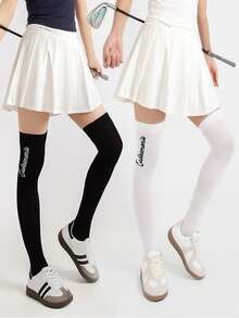 ECIEXI 1 Paar Sport- & Lässig Golf Kniestrümpfe mit seitlichem Jacquard, UV-Schutz Athletikstrümpfe, elegante & bequeme Outdoor-Socken für Frauen, ideales Geschenk für Golffans - Verschiedenfarbig - Übersicht 2