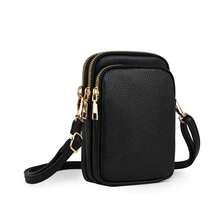 1pc Women's PU Leather Fashion Zipper Crossbody Phone Shoulder Bag, Multifunctional Handbag Wristlet Wallet