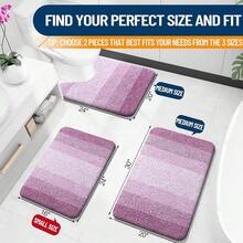 New OLANLY Bathroom Rug Set 2 Piece, Soft Absorbent Microfiber Bath Rug Set, Non-Slip, Machine Wash Dry, Plush Shaggy Bath Mats For Bathroom (30"X20"+24"X16", Pinkish-Purple) - Pinkish-purple 30" x 20" + 24" x 16" - View 2