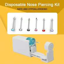 1 pezzo kit monouso per piercing al naso con elemento per piercing incorporato e 1 pezzo di anello per il naso - Pistola per piercing al naso sicura per uso domestico