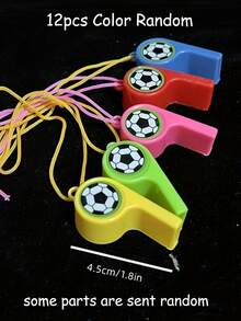 一套随机颜色趣味迷你创意塑料裁判哨 - 耐用响亮，适用于运动、游戏和活动，带挂绳（部分配件随机发送） - 彩色 - 查看 3