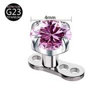 1pc G23 Titanium Alloy Internally Threaded Dermal Anchor With Zirconia Oxide Micro-Paved Concealed Skin Diver Top - White - View 21