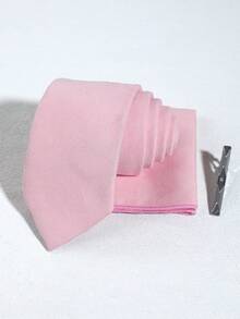 Set de 3 piezas para hombre que incluye corbata de unicolor de alta densidad de 1200 agujas con tacto suave y aterciopelado, pañuelo de bolsillo y clip para corbata / Set de pajarita, pañuelo de bolsillo y clip para corbata, adecuado para negocios, banquetes, fiestas, uso casual, versátil, verde menta/marrón/verde oscuro/rosa, corbata ancha verde