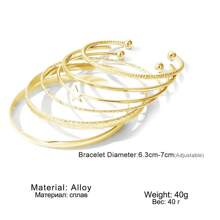 Conjunto de 6 pulseiras exclusivas com abertura assimétrica em formato de estrela para mulheres