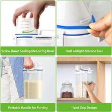 Rice Storage Container, 5 To 10lb Dry Food Airtight Dispenser, Pet Dog Cat Food Canister, Free Clear Plastic Kitchen And Pantry Bin For Oatmeal, Cereal, Pasta, Flour Pack Of 2 Grey - 3公升/白色 - 查看 4