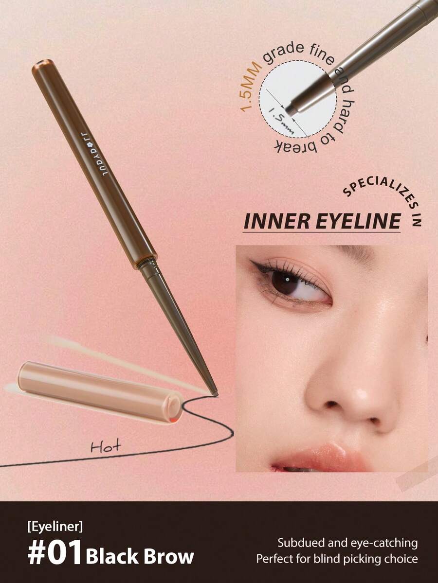 JUDYDOLL ULTRAFINE EYELINER Gel Pencil, Precise Eyeliner For Inner And Outer Lines, Waterproof, Sweat-Proof, Long-Lasting, Unique Surprise New Product, Great Gift For Friends, Girlfriends, Wedding Essentials, Wedding Guests, Bachelorette Party, Natural Makeup For School, Sweet Makeup, Blood Makeup, Date Makeup - #01 黑棕 - 查看 1