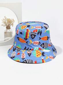 1pc Tropical Fish Printed Reversible Bucket Hat, Unisex Outdoor Beach Vacation Sun Hat Men's Sun Hat Summer Hat, Suitable For Summer Outdoor Activities Such As Hiking And Fishing