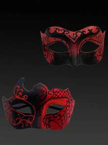 2pcs Masquerade Masks For Couples,A Little Beauty's Painted Mask & Men Venetian Mask For Mardi Gras