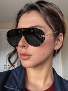 SeeBand Okulary przeciwsłoneczne typu Aviator unisex, okrągłe okulary przeciwsłoneczne retro oversize, okulary przeciwsłoneczne retro shield, damskie okulary przeciwsłoneczne z dużą oprawką, modne okulary przeciwsłoneczne w stylu europejskim i amerykańskim, akcesoria do podróży na świeżym powietrzu i do stylu ulicznego, modne okulary przeciwsłoneczne damskie, damskie okulary przeciwsłoneczne, strój jesienno-zimowy, akcesoria plażowe, styl retro Y2K basic, casualowy styl biznesowy, letnie wakacje na plaży, prezent na podróż na świeżym powietrzu - Wielokolorowe - Zobacz 7