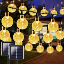 2pcs/1pc Solar Outdoor String Lights, 20LED/100LED Solar Crystal Fairy String Lights, 8 Lighting Modes, Multi-Group, Semi-Embedded Installation, Button Control - Ideal For Weddings, Parties, Patios, Gardens, Christmas And Halloween Celebrations