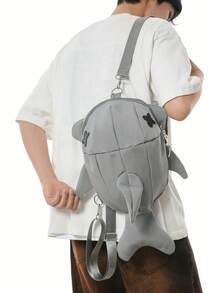 peach tree Unisex Hai Design Rucksack, modischer Lässig Paar Rucksack geeignet für Oberschüler, Studenten, Reisende, Jugendliche, multifunktional mit vielen Taschen, leicht, ideal für Schulanfang, Halloween, Weihnachten, Marke Pfirsichbaum - Grau - Übersicht 5