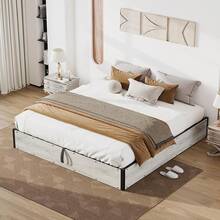 Full/Queen/King Size Lift Up Storage Platform Bed Frame, Metal Bed Frame With Wooden Slats Support And Large Storage Space, Noise Free Design, Easy Assembly Structure, No Box Spring Needed, Modern Bedroom Furniture, White Birch - Bạch Dương - Xem 8