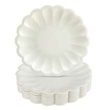 10 st/20 st/40 st/50 st, beige vågiga papperstallrikar, koppar och servetter, solfjäderformad papperstallrik 9 tum 7 tum snäckskalkant engångsmatbricka pappersmugg pappershandduk födelsedag bröllopsfest dekoration () mors dag present bröllop födelsedagsfesttillbehör daglig picknick campingbricka - Beige - Visa 8