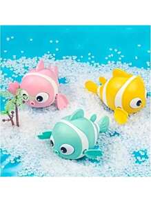 1 pieza Juguete de payaso de cuerda de colores, apropiado para niños y niñas, juguete de agua - Duradero ABS, excelente para el baño y juegos al aire libre, disponible en rosa, azul, amarillo - Regalo ideal para Halloween y Navidad, apropiado para bebés de 12M+, lindo pez que se arrastra para juegos de agua en la bañera, alberca, playa, juguete de baño para niños, regalos de cumpleaños