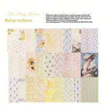 50 Sheets/Book Craft Paper Material, White Seasonal Floral Series DIY Decoration Scrapbooking Paper, Butterfly Package Paper Decoration Background Paper, Children Gift