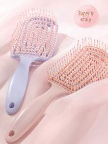 1pc Hollow Arc Mosquito Coil Comb, Purple And Pink Rake Comb For Men And Women, Massage Comb, Smooth Hair Comb - Mauve Purple - View 5