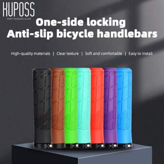Une paire de poignées de vélo de montagne KUPOSS, guidons de vélo antichoc, poignées verrouillables antidérapantes, poignées de conduite ergonomiques