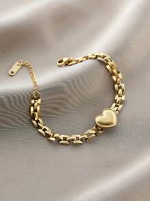 1 Elegant Non Fading Heart-Shaped Pendant Bracelet, Perfect For Valentine's Day, Anniversaries, Daily Fashion Wear, Suitable For Daily Life And Holiday Gifts