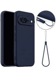 1pc High Quality Magnetic Soft Shockproof Phone Case For Pixel 9Pro XL 9A 9 8 Pro 9 Pro XL 8A Lens Protective Shell Cover With Short Rope - Blue - View 2