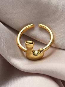 1pc Fashionable Gold 26 Letter A-Z Copper Gold Plated Retro Coin Style Adjustable Ring, Suitable For Women Daily, Beach, Party, Holiday Wear, Gift For Couple And Friends