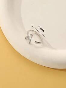 1pc Minimalist 26 Alphabet Letter Design Copper Paved Zirconia Stone Open Ring, Suitable For Women, Best Gift For Family And Friends